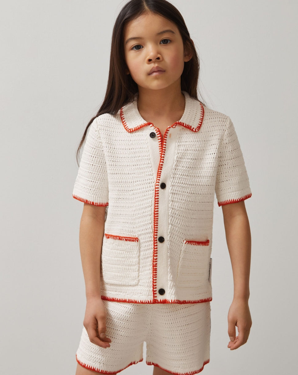 Reiss Junior Azealia Short Sleeve Crochet Shirt 3 Reiss Junior Azealia Short Sleeve Crochet Shirt
