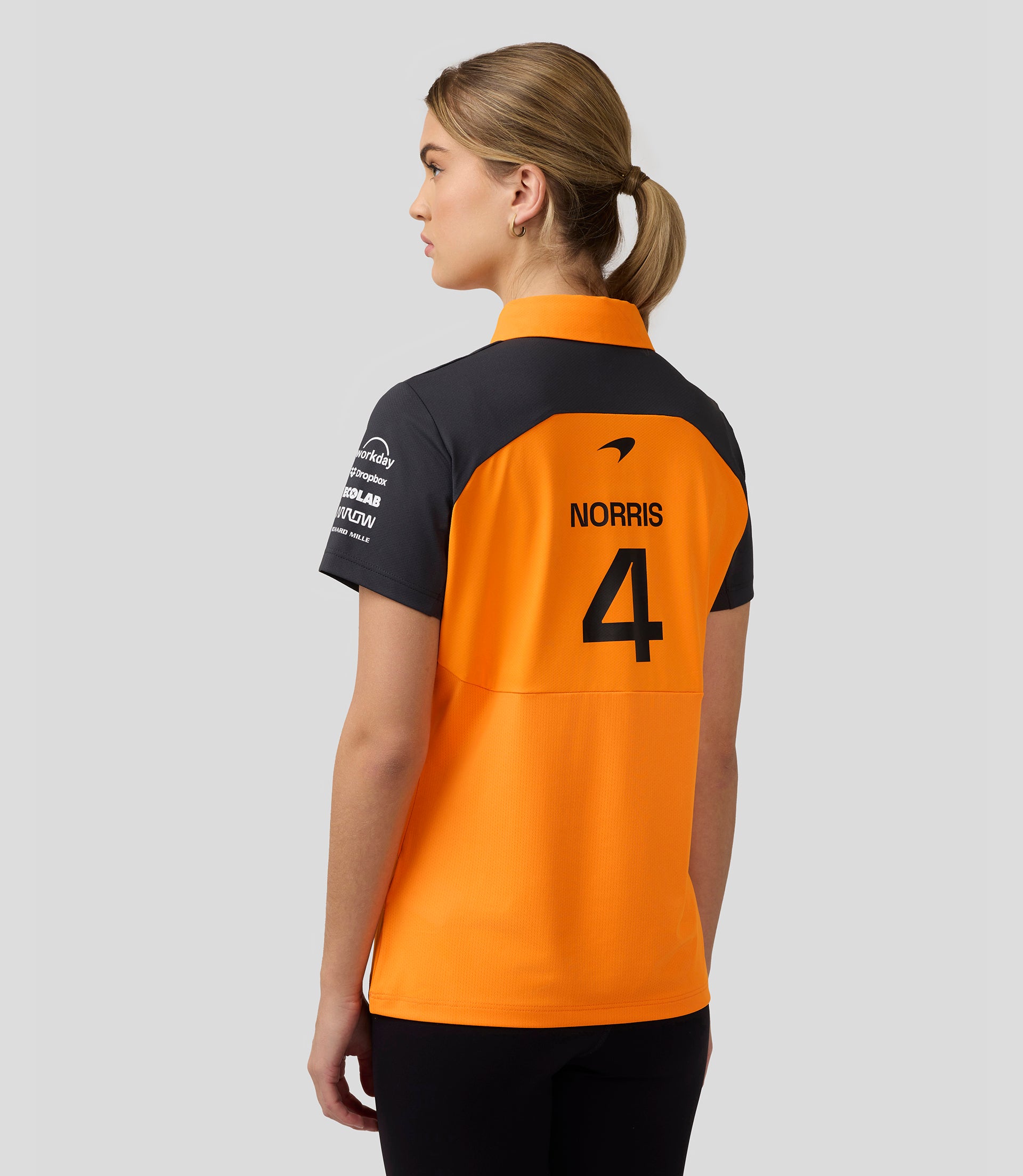 Official Womens McLaren Formula 1 Team Polo Shirt Lando Norris - Papaya/Phantom 3 Official Womens McLaren Formula 1 Team Polo Shirt Lando Norris - Papaya/Phantom