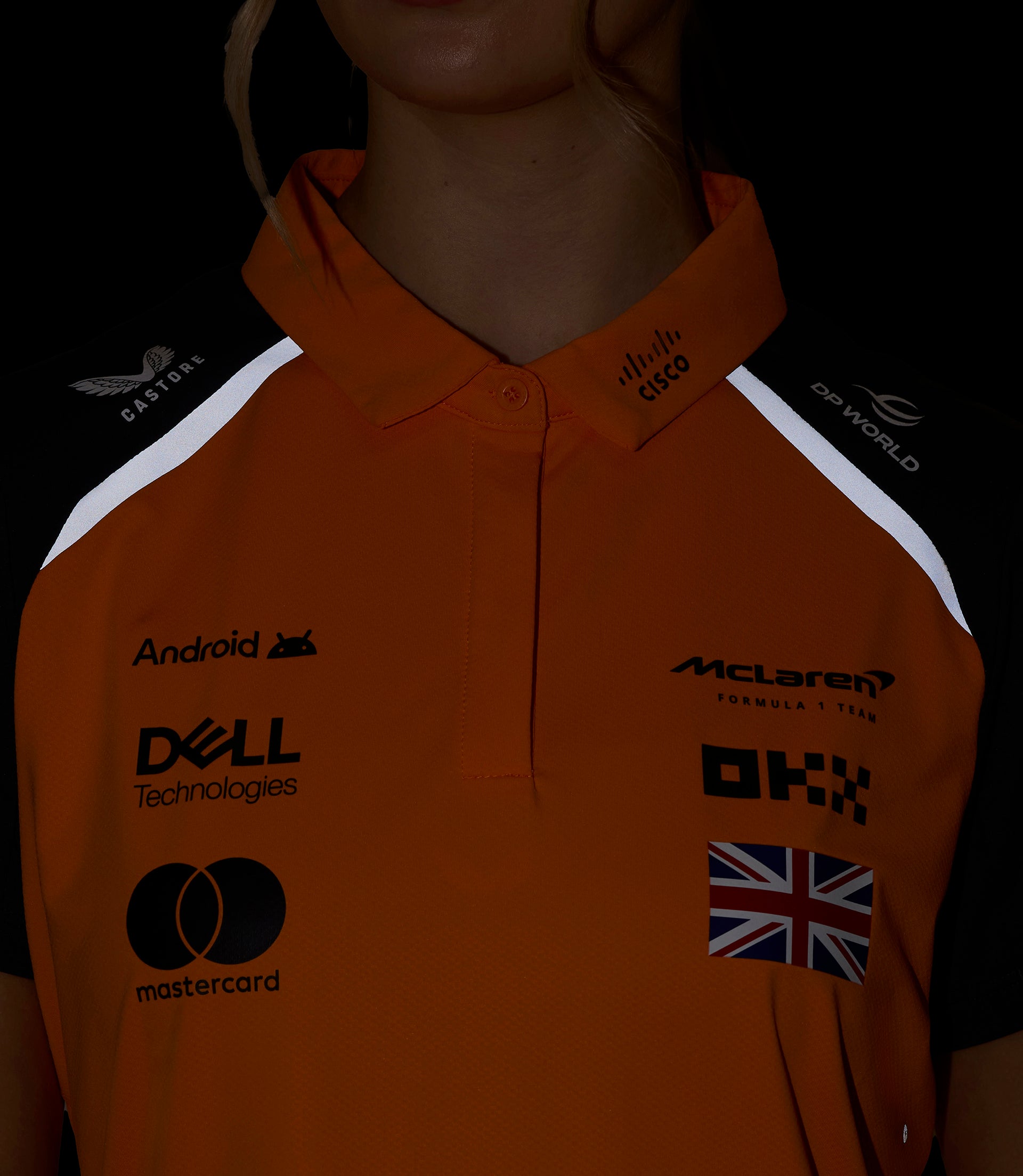 Official Womens McLaren Formula 1 Team Polo Shirt Lando Norris - Papaya/Phantom 8 Official Womens McLaren Formula 1 Team Polo Shirt Lando Norris - Papaya/Phantom