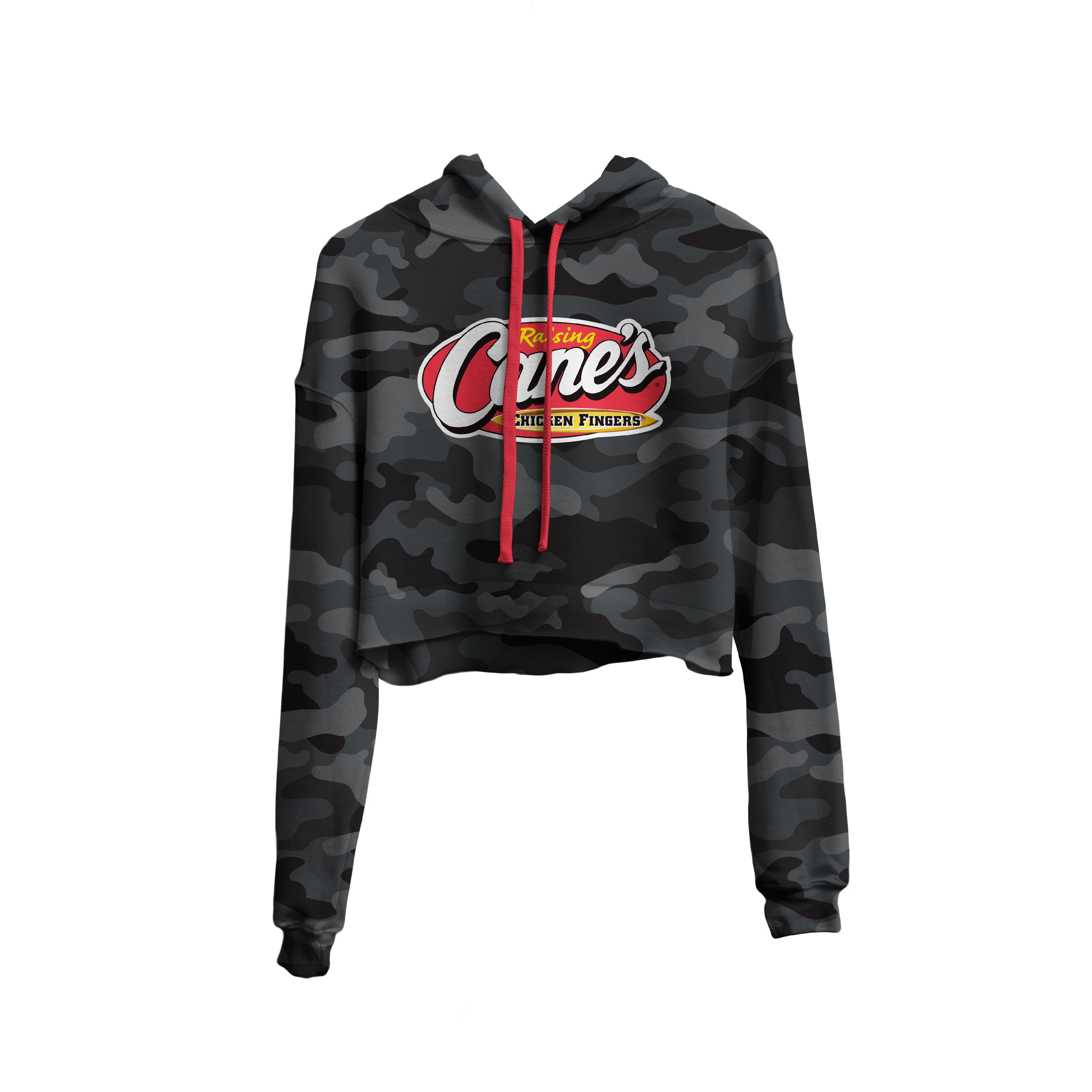 Lightweight Cropped Camo Hooded Sweatshirt
