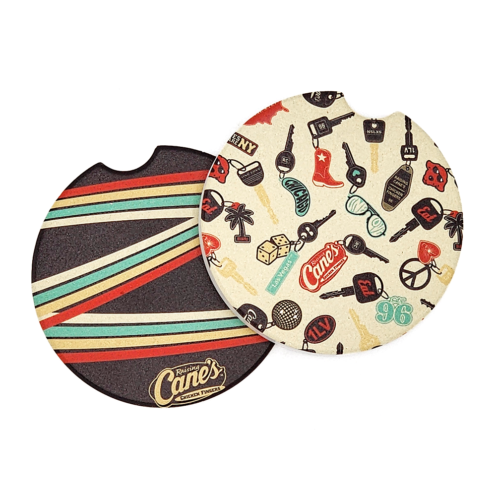 Cane's Road Trip Ceramic Car Coasters