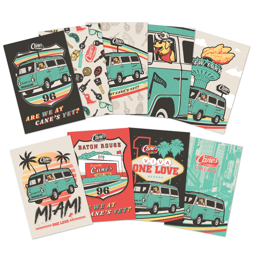 Cane's Road Trip 4'' x 6'' Postcard Set
