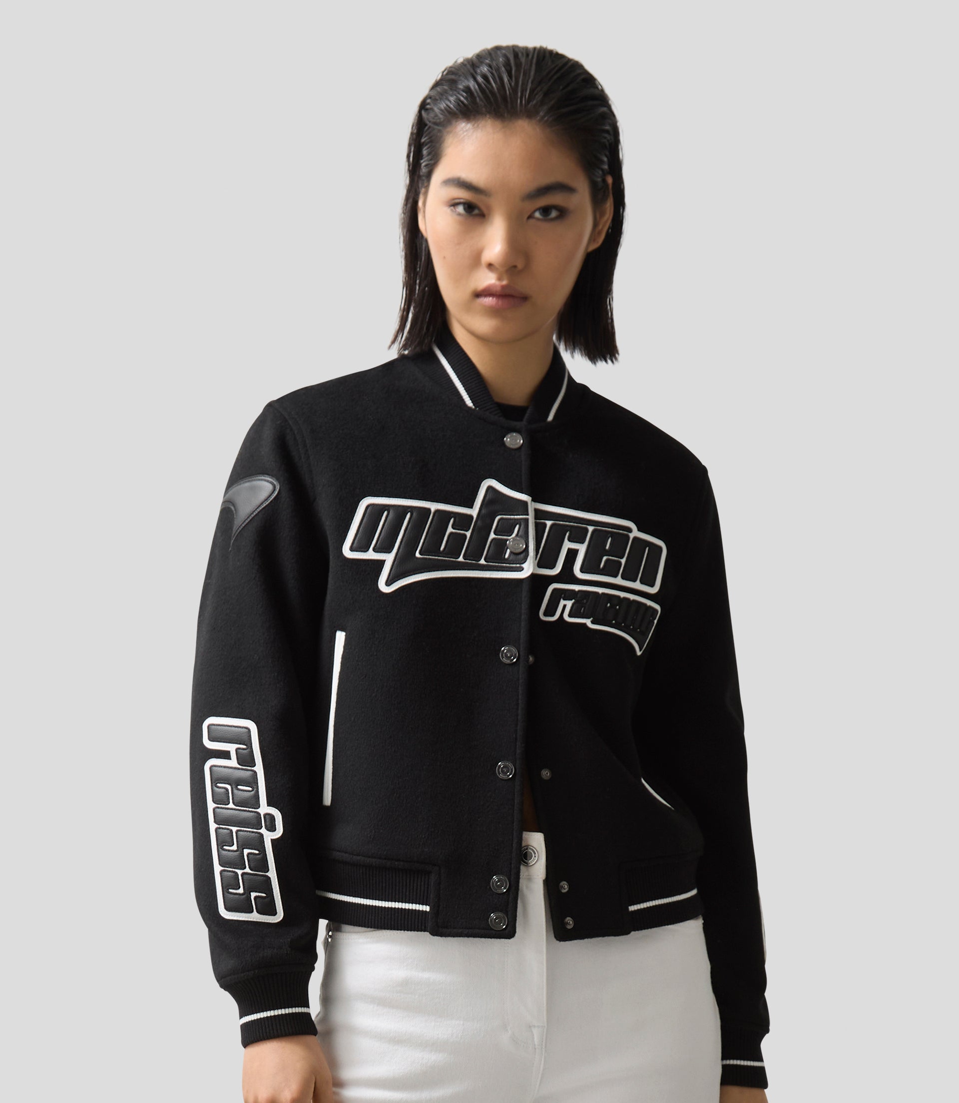 Reiss Womens Bomber Jacket - Black 3 Reiss Womens Bomber Jacket - Black