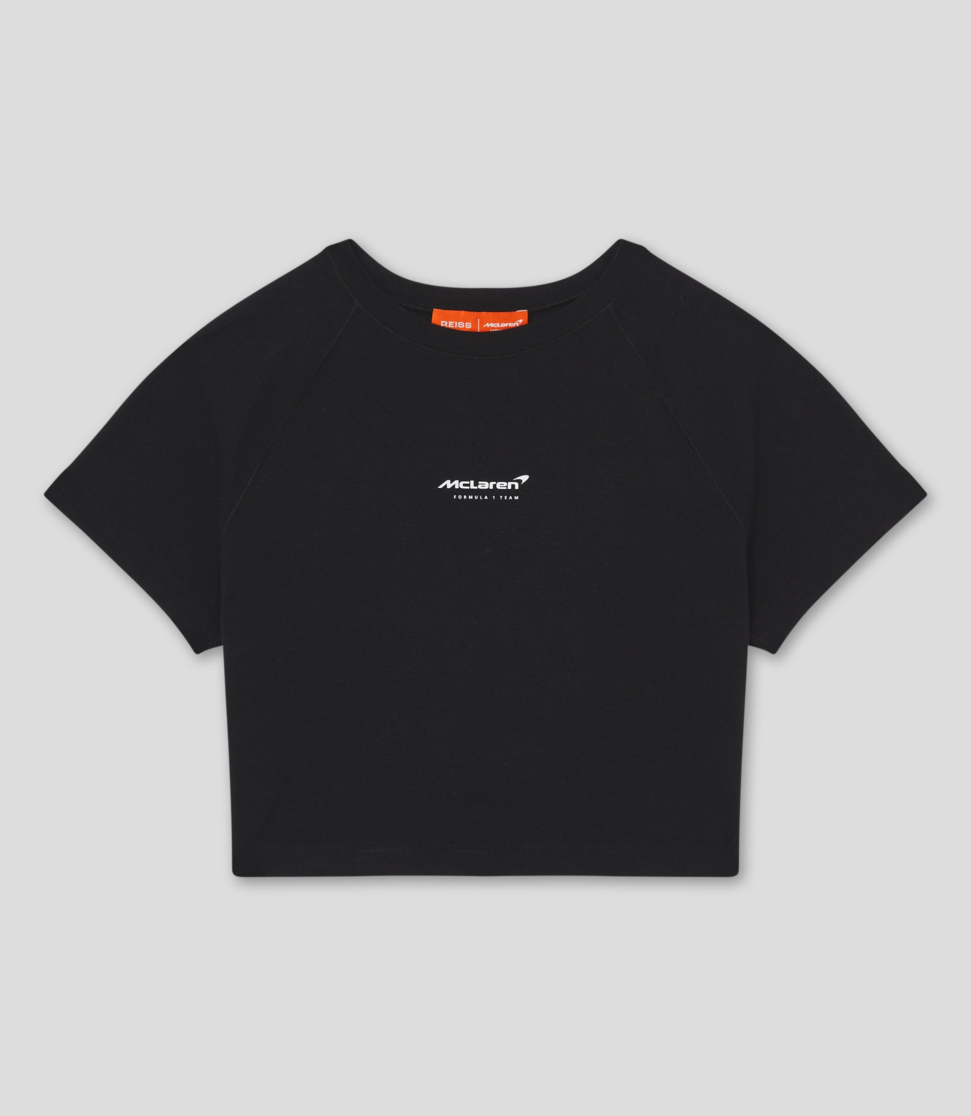 Reiss Womens Cropped Logo T-Shirt - Black