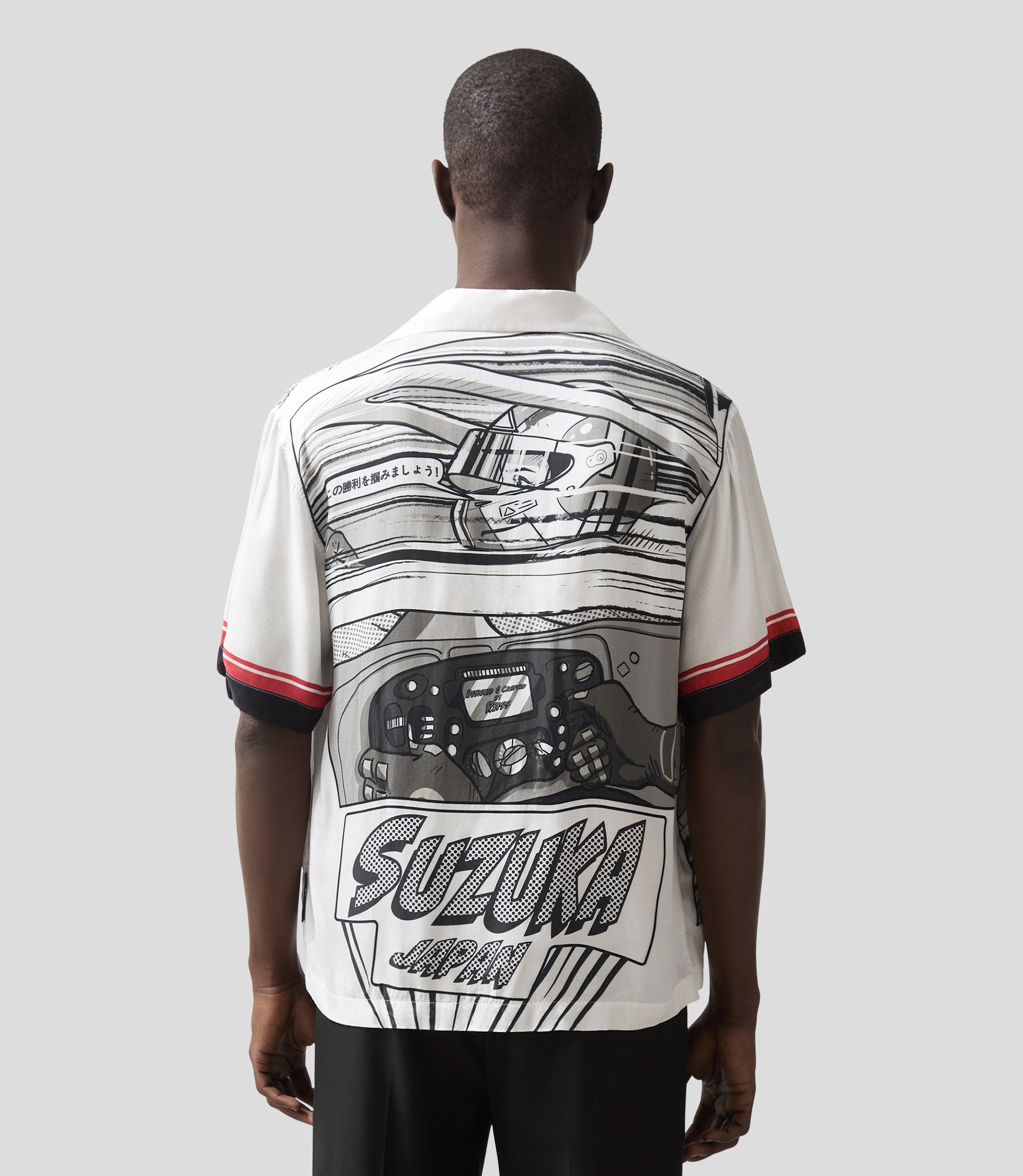 Reiss Mens Suzuka GP Print Cuban Shirt - Black/White 5 Reiss Mens Suzuka GP Print Cuban Shirt - Black/White