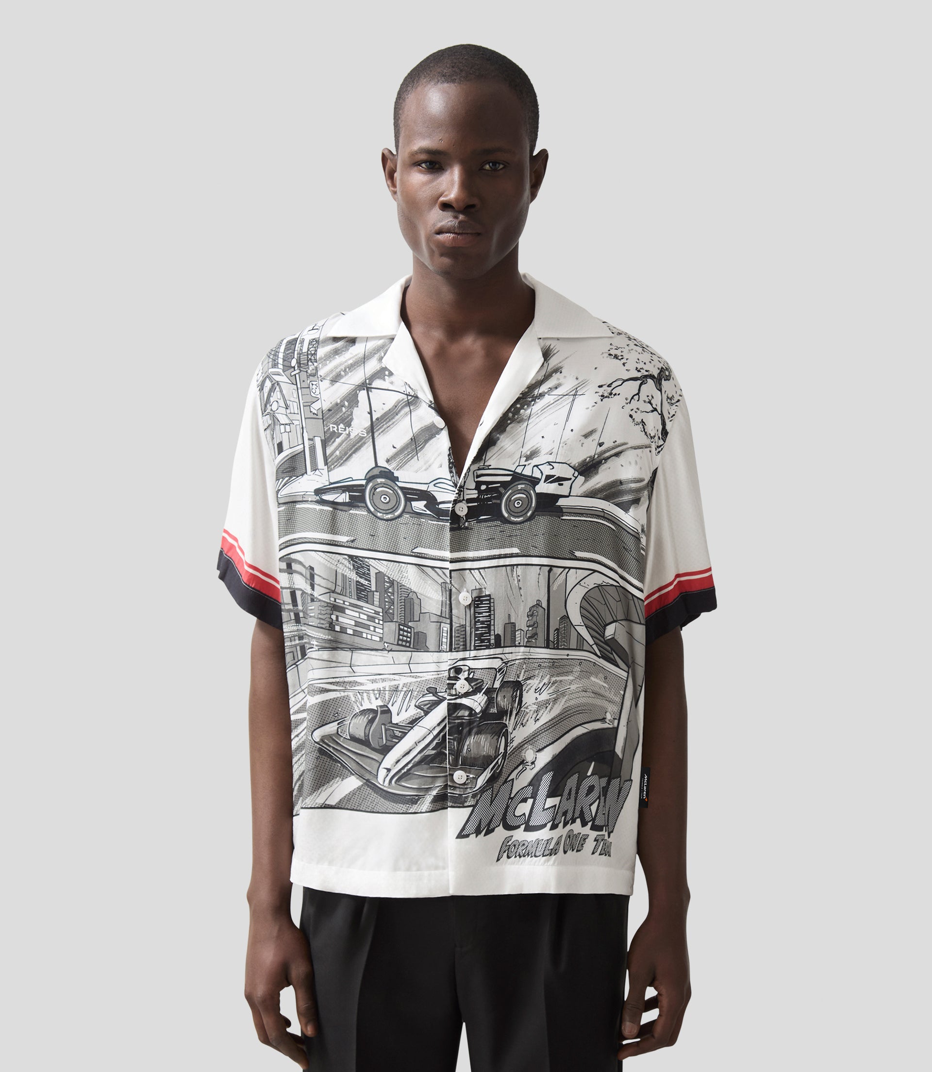 Reiss Mens Suzuka GP Print Cuban Shirt - Black/White 6 Reiss Mens Suzuka GP Print Cuban Shirt - Black/White