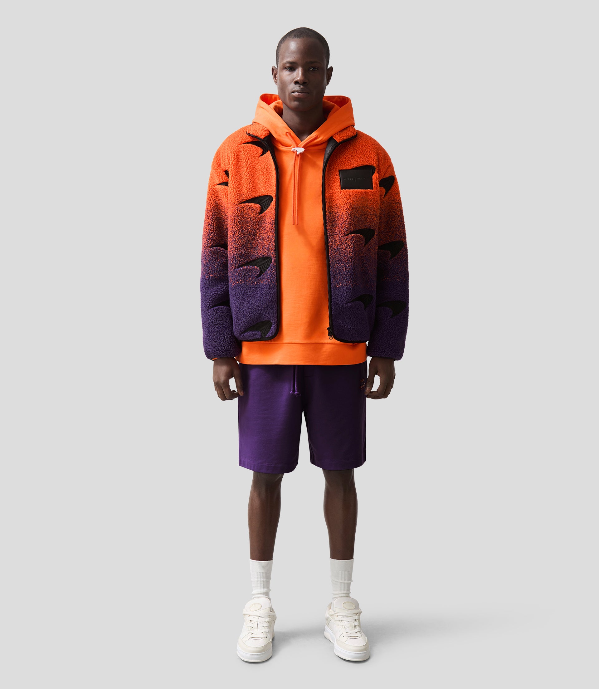 Reiss Unisex Ombré Fleece Jacket - Papaya/Purple 5 Reiss Unisex Ombré Fleece Jacket - Papaya/Purple