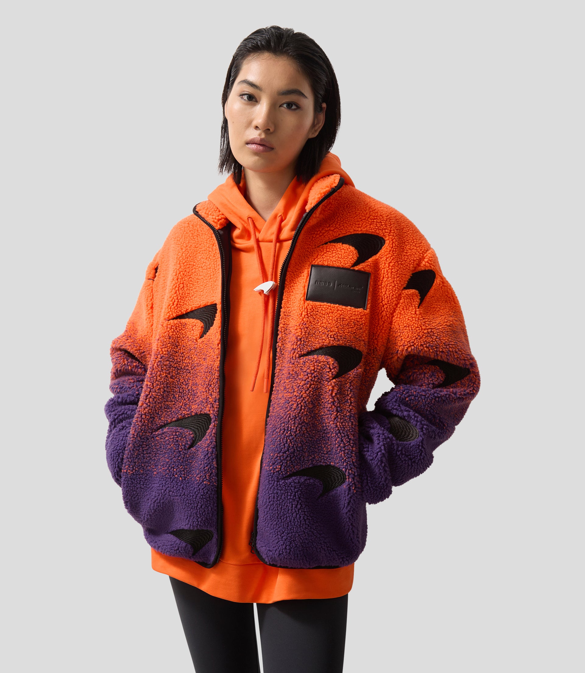 Reiss Unisex Ombré Fleece Jacket - Papaya/Purple 8 Reiss Unisex Ombré Fleece Jacket - Papaya/Purple