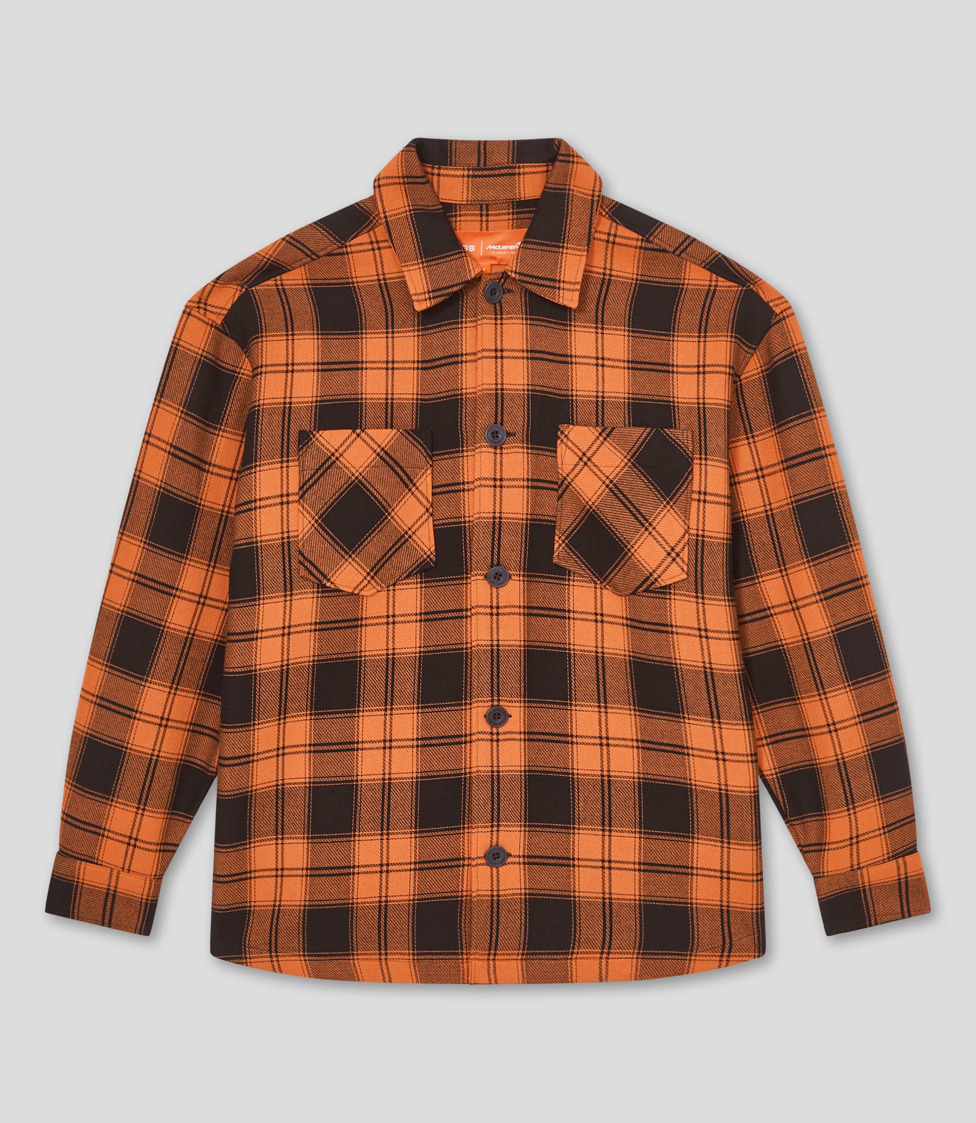 Reiss Check Logo Overshirt - Papaya/Black